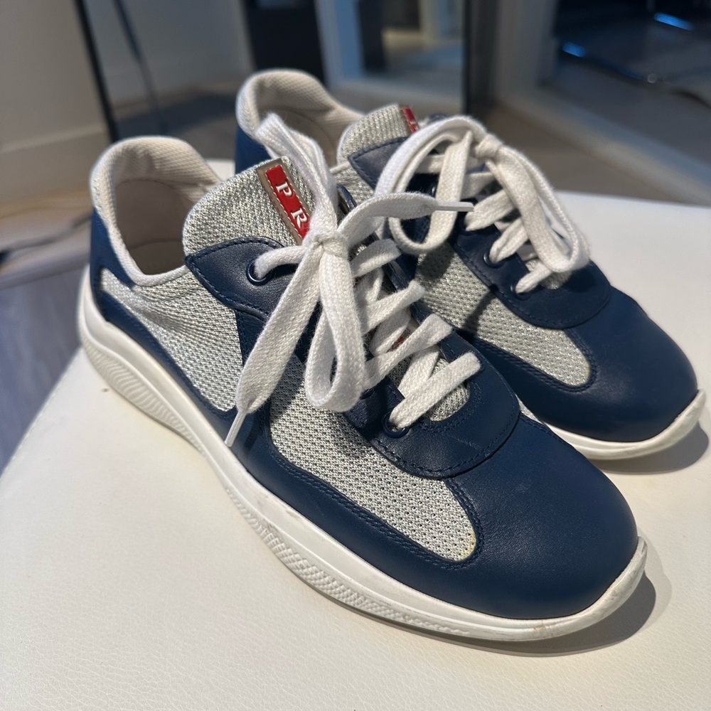Prada Blue and White Sneakers
